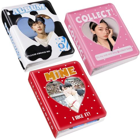 3 قطع 3 بوصة صغيرة Kpop Photocard Binder حامل ألبوم الصور Kpop Binder Love Heart جوفاء Photocard حامل صغير Photocard كتاب رف الكتب ألبومات الصور لكاميرا المجمع، 36 جيوب in Saudi Arabia