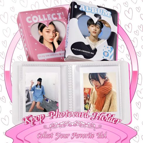 3 قطع 3 بوصة صغيرة Kpop Photocard Binder حامل ألبوم الصور Kpop Binder Love Heart جوفاء Photocard حامل صغير Photocard كتاب رف الكتب ألبومات الصور لكاميرا المجمع، 36 جيوب in Saudi Arabia