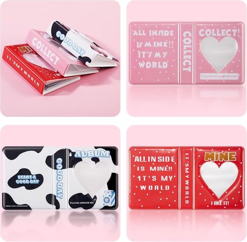 3 قطع 3 بوصة صغيرة Kpop Photocard Binder حامل ألبوم الصور Kpop Binder Love Heart جوفاء Photocard حامل صغير Photocard كتاب رف الكتب ألبومات الصور لكاميرا المجمع، 36 جيوب in Saudi Arabia