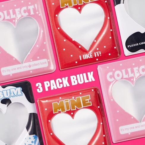 3 قطع 3 بوصة صغيرة Kpop Photocard Binder حامل ألبوم الصور Kpop Binder Love Heart جوفاء Photocard حامل صغير Photocard كتاب رف الكتب ألبومات الصور لكاميرا المجمع، 36 جيوب in Saudi Arabia