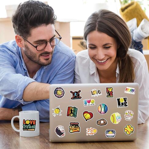 Qiana Softball Stickers 100PCS Love Game Vinyl Waterproof Ball Sticker Motivational Decals for Water Bottle Laptop Luggage Skateboard Car Helmet Phone Case Accessories Children in Saudi Arabia