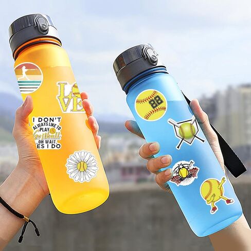 Qiana Softball Stickers 100PCS Love Game Vinyl Waterproof Ball Sticker Motivational Decals for Water Bottle Laptop Luggage Skateboard Car Helmet Phone Case Accessories Children in Saudi Arabia