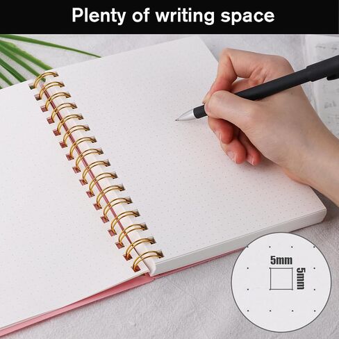 Bullet Dotted Spiral Notebook A5, Black Notebook Journal Dot Grid Paper with Painting Stencil Waterproof Hardcover 300 Pages/150 Sheets for Office School Women Gift in Saudi Arabia