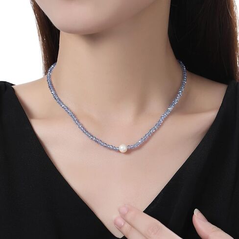 Beaded Necklace for Women, Faceted Crystal Choker Necklace with Pearl, Gemstone Summer Necklace Beach Necklace in Saudi Arabia