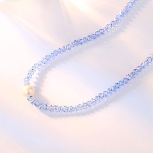 Beaded Necklace for Women, Faceted Crystal Choker Necklace with Pearl, Gemstone Summer Necklace Beach Necklace in Saudi Arabia