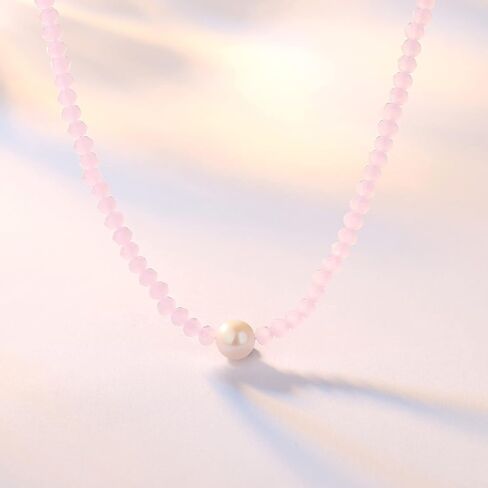 Beaded Necklace for Women, Faceted Crystal Choker Necklace with Pearl, Gemstone Summer Necklace Beach Necklace in Saudi Arabia