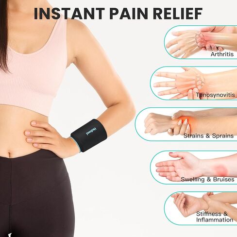 غلاف حزمة ثلج للمعصم، حزمة ثلج هلامية قابلة لإعادة الاستخدام للضغط البارد الساخن، وتخفيف آلام التهاب المفاصل الروماتويدي، والتهاب الأوتار، وألم النفق الرسغي، والإصابات، والتورم، والكدمات (أزرق داكن) in Kuwait