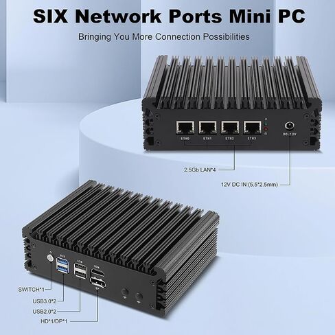 Mini PC Router Firewall Intel N100 up to 3.4GHz, K100L4 8G DDR5 RAM 128G SSD Micro Firewall Appliance Computer Router with 4x2.5GbE I226-V LAN, Support AES-NI in Saudi Arabia