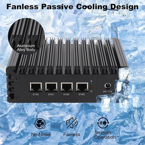 Mini PC Router Firewall Intel N100 up to 3.4GHz, K100L4 8G DDR5 RAM 128G SSD Micro Firewall Appliance Computer Router with 4x2.5GbE I226-V LAN, Support AES-NI in Saudi Arabia