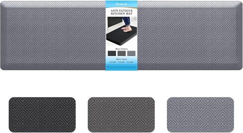 حصيرة المطبخ Matttitude سجادة أرضية مبطنة مضادة للتعب مقاومة للماء وغير قابلة للانزلاق وسجاد واقفة ومريحة لغسيل مكتب المنزل (أسود، 17.3 بوصة × 28 بوصة) in Kuwait