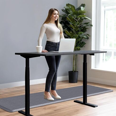 حصيرة المطبخ Matttitude سجادة أرضية مبطنة مضادة للتعب مقاومة للماء وغير قابلة للانزلاق وسجاد واقفة ومريحة لغسيل مكتب المنزل (أسود، 17.3 بوصة × 28 بوصة) in Kuwait