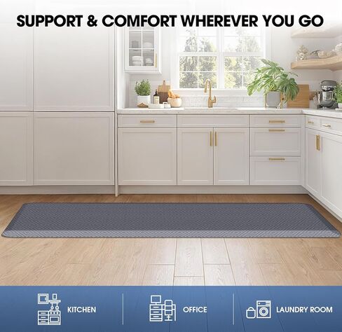 حصيرة المطبخ Matttitude سجادة أرضية مبطنة مضادة للتعب مقاومة للماء وغير قابلة للانزلاق وسجاد واقفة ومريحة لغسيل مكتب المنزل (أسود، 17.3 بوصة × 28 بوصة) in Kuwait