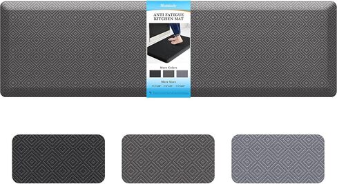حصيرة المطبخ Matttitude سجادة أرضية مبطنة مضادة للتعب مقاومة للماء وغير قابلة للانزلاق وسجاد واقفة ومريحة لغسيل مكتب المنزل (أسود، 17.3 بوصة × 28 بوصة) in Kuwait