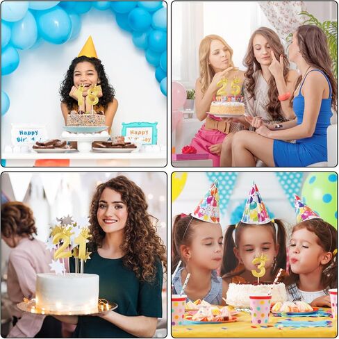 شموع أرقام عيد الميلاد، شمعة أرقام ثلاثية الأبعاد مع تاج شموع كعكة عيد الميلاد، شمعة أعلى الكعكة لتزيين حفلات الزفاف وأعياد الميلاد للأطفال البالغين (ذهبي، 2) in Saudi Arabia
