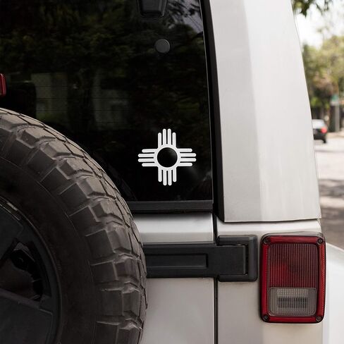 2 Zia Symbol Stickers 4 x 4 inch Turquoise Weatherproof Window Vinyl Decal Set for Car Windows in Saudi Arabia