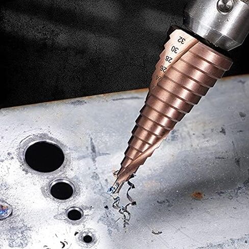 مجموعة لقم الثقب المتدرجة 3 قطع مترية مع حقيبة، ثقب مركزي تلقائي (4-12 مم/4-20 مم/4-32 مم)، ساق سداسية 1/4 بوصة تغيير سريع من الفولاذ المطلي بالتيتانيوم عالي السرعة للنحاس/الألومنيوم/الخشب/البلاستيك in Kuwait