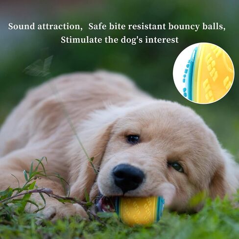 Squeaky Dog Chew Toys for Aggressive Chewers, Tough Durable Dogs Ball Toys with Natural Rubber for Puppy Medium Dogs, Pet Supplies-Yellow in Saudi Arabia