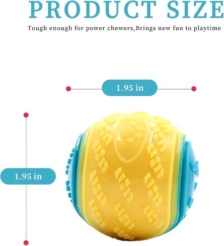 Squeaky Dog Chew Toys for Aggressive Chewers, Tough Durable Dogs Ball Toys with Natural Rubber for Puppy Medium Dogs, Pet Supplies-Yellow in Saudi Arabia