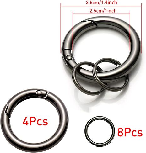 Keychain Trigger Buckle Kit Spring O Ring Round Circle Carabiner Hooks Clip, Spring Snap Keychain with Key Ring in Saudi Arabia
