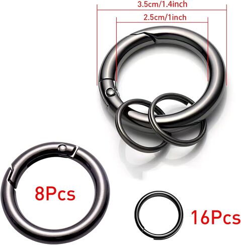 Keychain Trigger Buckle Kit Spring O Ring Round Circle Carabiner Hooks Clip, Spring Snap Keychain with Key Ring in Saudi Arabia