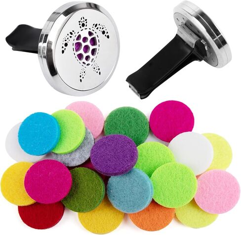 فرامندينو، موزع روائح الزيوت العطرية للعلاج بالسيارات، معطرات هواء السلحفاة، مشابك تزيين مع 10 وسادات لإعادة التعبئة in Kuwait