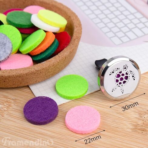 فرامندينو، موزع روائح الزيوت العطرية للعلاج بالسيارات، معطرات هواء السلحفاة، مشابك تزيين مع 10 وسادات لإعادة التعبئة in Kuwait