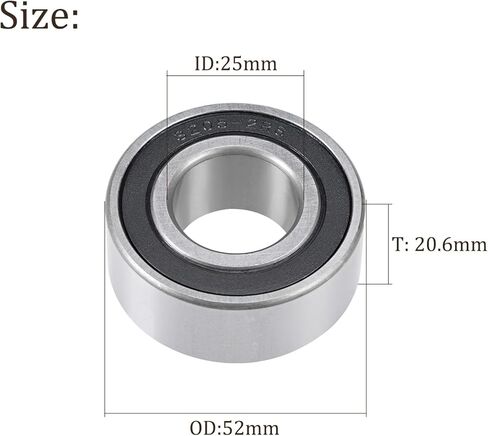 1pcs 3205-2RS Angular Contact Ball Bearing - [25mm Bore Dia x 52mm OD x 20.6mm Width] Sealed Bearings for Pumps Compressors Gearboxes in Saudi Arabia