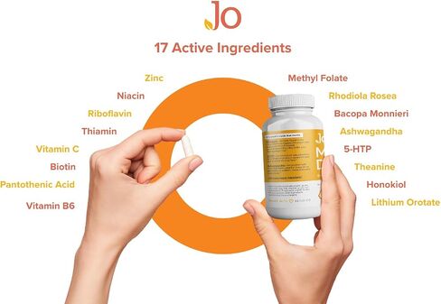 جو مود ديلي - 5-HTP، الروديولا، إل-ثيانين، أشواغاندا، فيتامينات ب، باكوبا مونيري، أوروتات الليثيوم، والمزيد - مكملات المزاج والدماغ للإجهاد، والمزاج المنخفض، وصحة الدماغ (30 وجبة) in Saudi Arabia