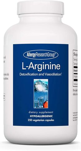 Allergy Research Group - L-Arginine 500 mg - Free Form Amino Acid, Blood Vessel - 250 Vegetarian Capsules in Saudi Arabia