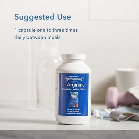 Allergy Research Group - L-Arginine 500 mg - Free Form Amino Acid, Blood Vessel - 250 Vegetarian Capsules in Saudi Arabia