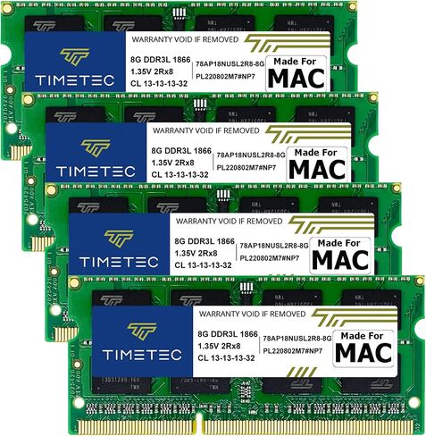 Timetec 32GB KIT(4x8GB) متوافق مع Apple أواخر 2015 iMac (27 بوصة مع شاشة Retina 5K) DDR3L 1867MHz / 1866MHz PC3L-14900 2Rx8 CL13 1.35V 204 Pin SODIMM وحدة ذاكرة MAC RAM ترقية لجهاز iMac 17,1 in Kuwait