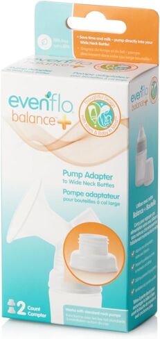 محول مضخة الثدي من إيفينفلو لتوازن زجاجة الأطفال ذات الرقبة العريضة (عبوة من قطعتين)، أبيض (5142112) in Kuwait