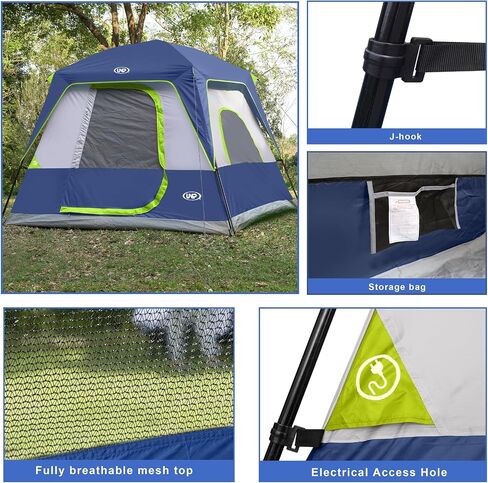 UNP 4-Person Tent, Portable Cabin Tent, Camping Tent 4-Person Easy Set Up, Waterproof with Top Rainfly for Outdoor Camping/Hiking in Saudi Arabia