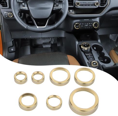 RT-TCZ Center Console Air Conditioner/Audio Volume/Gear Shift Switch Knob Cover & Headlight Knob Cover & 4WD Wheel Drive Knob Trim Cover Interior Accessories for Ford Bronco Sport 2021 2022,Black in Saudi Arabia