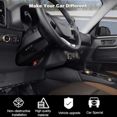 RT-TCZ Center Console Air Conditioner/Audio Volume/Gear Shift Switch Knob Cover & Headlight Knob Cover & 4WD Wheel Drive Knob Trim Cover Interior Accessories for Ford Bronco Sport 2021 2022,Black in Saudi Arabia