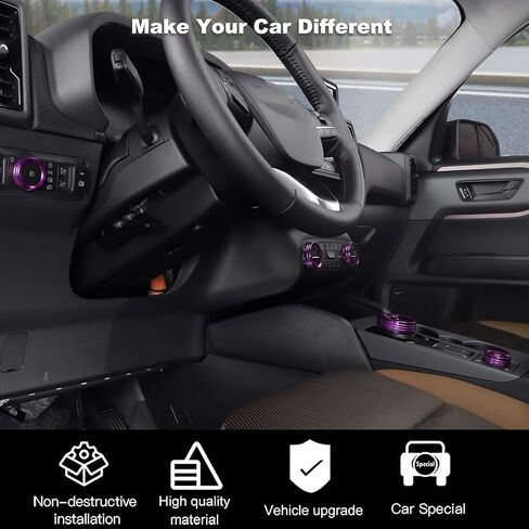 RT-TCZ Center Console Air Conditioner/Audio Volume/Gear Shift Switch Knob Cover & Headlight Knob Cover & 4WD Wheel Drive Knob Trim Cover Interior Accessories for Ford Bronco Sport 2021 2022,Black in Saudi Arabia