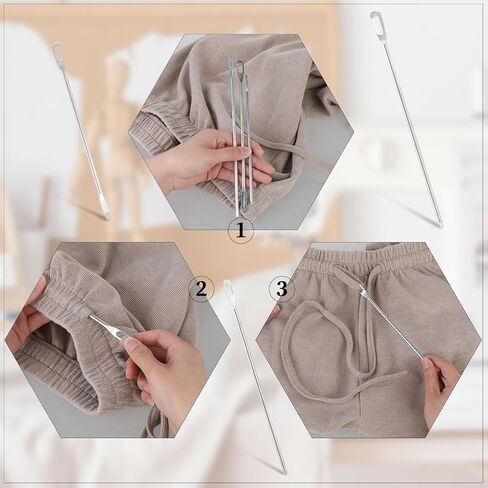 Qianyu 3Pcs Easy Drawstring Threader Tool Simple Pull Threading Drawstring Needle Quick Drawstring Replacement Needle Kit for Hoodies Jackets Sweatpants Swim Trunks Shorts Trousers Thicker Ropes in Saudi Arabia