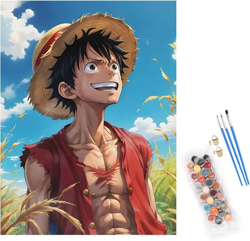 COMBYEO Cartoon Paint by Numbers for Adults Beginner, Anime Paint by Number on Canvas Without Frame, DIY Acrylic Paint by Numbers Kits for Gift Home Wall Decor 16X20inch in Kuwait