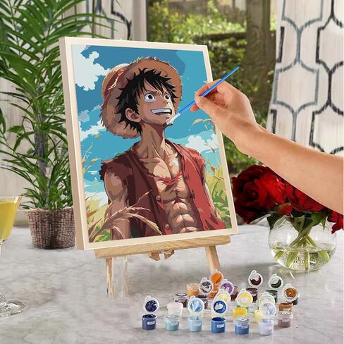 COMBYEO Cartoon Paint by Numbers for Adults Beginner, Anime Paint by Number on Canvas Without Frame, DIY Acrylic Paint by Numbers Kits for Gift Home Wall Decor 16X20inch in Kuwait