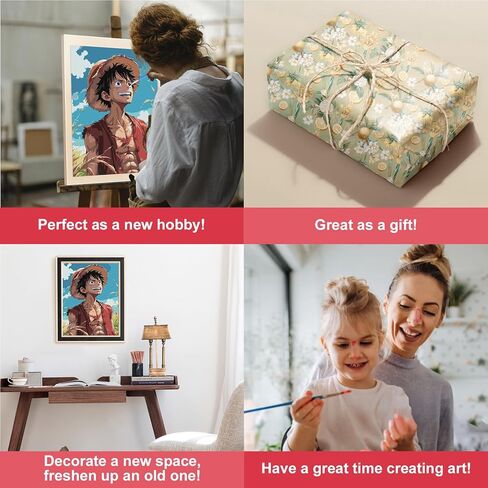 COMBYEO Cartoon Paint by Numbers for Adults Beginner, Anime Paint by Number on Canvas Without Frame, DIY Acrylic Paint by Numbers Kits for Gift Home Wall Decor 16X20inch in Kuwait