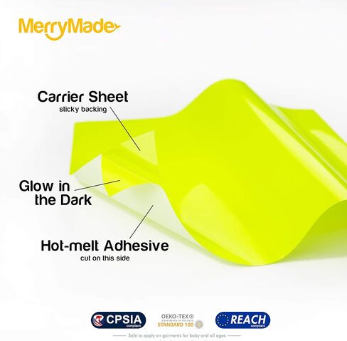 Drover Heat Transfer Vinyl HTV Roll - MerryMade Glow in The Dark PU12" x 5 ft. Strong, Long-Lasting Glow | Easy to Cut, Weed&Transfer, Drover Iron On Vinyl for Cricut&Silhouette (Drover-Green Glow) in Saudi Arabia