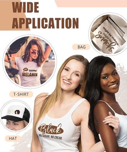 Melanin Heat Transfer Vinyl - 12 Pcs 12 X10 Skin Tone HTV Heat Transfer Vinyl Nude Brown Shade Color HTV Vinyl Barely Beige Tan HTV Iron on Vinyl for T-Shirts Compatible with Silhoutte Cameo in Kuwait