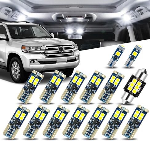 مجموعة مصابيح LED داخلية للسيارة (عبوة من 15 قطعة) 12 فولت 5500 كلفن متوافقة مع تويوتا لاند كروزر 2011-2021، أبيض نقي in Kuwait