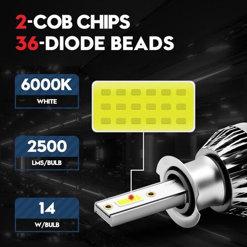 VEHICODE H3 LED لمبة كشاف ضوئي للضباب 6000K أبيض 12 فولت بديل بدون مروحة للسيارة (عبوتان) in Kuwait