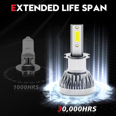 VEHICODE H3 LED لمبة كشاف ضوئي للضباب 6000K أبيض 12 فولت بديل بدون مروحة للسيارة (عبوتان) in Kuwait