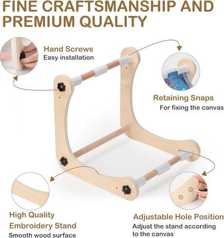 حامل تطريز قابل للتعديل - إطار تطريز ممتاز وحامل طوقي للغرز المتقاطعة للتطريز متعدد الاستخدامات - مثالي للغرز المتقاطعة والإبرة والخرز والتطريز والنسيج الصغير (30 سم) in Kuwait