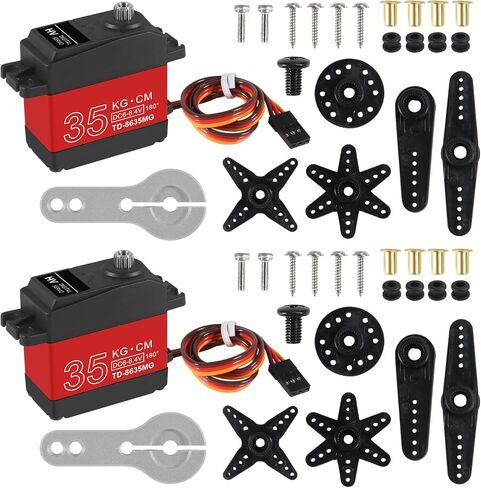 2PACK 20KG RC Servo High Torque Servo Motors,Waterproof Metal Gear Steering Servo for 1/8 1/10 RC Car Robot DIY, Digital Servo with 25T Servo Horn, Control Angle 180° in Saudi Arabia