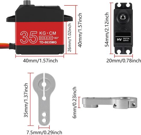 2PACK 20KG RC Servo High Torque Servo Motors,Waterproof Metal Gear Steering Servo for 1/8 1/10 RC Car Robot DIY, Digital Servo with 25T Servo Horn, Control Angle 180° in Saudi Arabia
