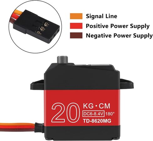 2PACK 20KG RC Servo High Torque Servo Motors,Waterproof Metal Gear Steering Servo for 1/8 1/10 RC Car Robot DIY, Digital Servo with 25T Servo Horn, Control Angle 180° in Saudi Arabia