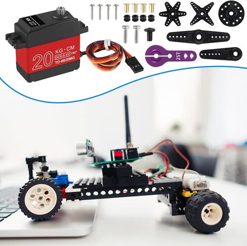 2PACK 20KG RC Servo High Torque Servo Motors,Waterproof Metal Gear Steering Servo for 1/8 1/10 RC Car Robot DIY, Digital Servo with 25T Servo Horn, Control Angle 180° in Saudi Arabia